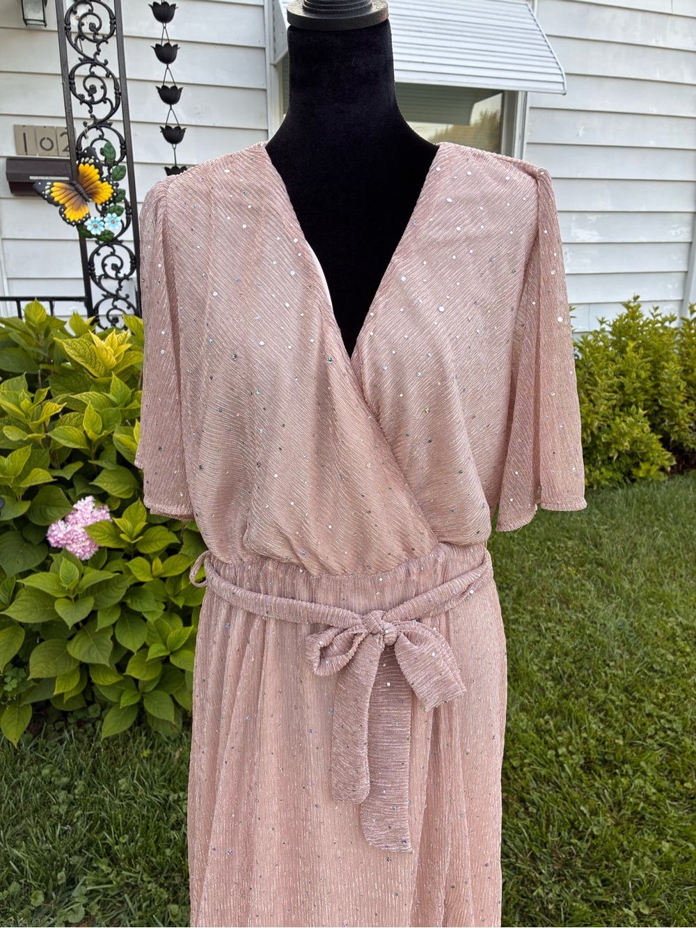 Baltic Born Blush Pink Sparkle Wrap Maxi Dress - Picture 9 of 9